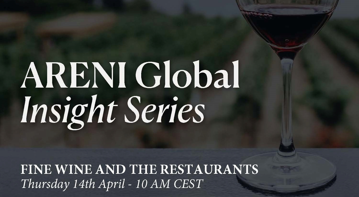 A banner announcing 'fine wine and the restaurants' webinar
